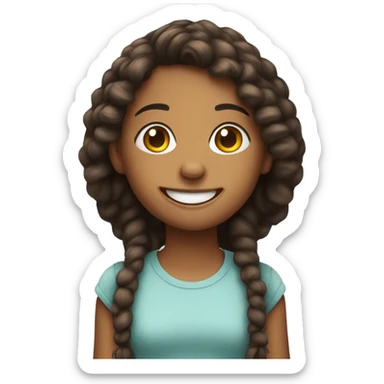 smiling girl with stuffed toy sticker