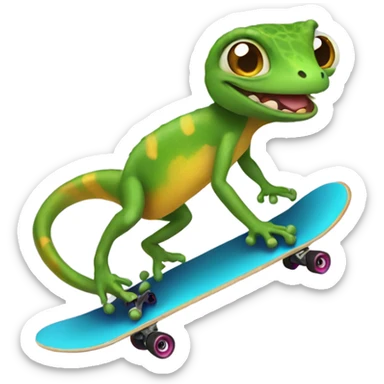 Gecko riding skateboard sticker