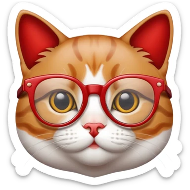 Сделай мне милого котика в очках с красными вставками sticker