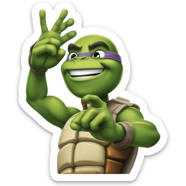 Leonardo from Teenage Mutant Ninja Turtles 2007 shows "like" using his hands sticker