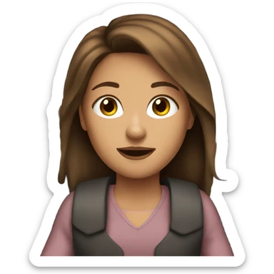 Brown haired Girl riding in first class train  sticker