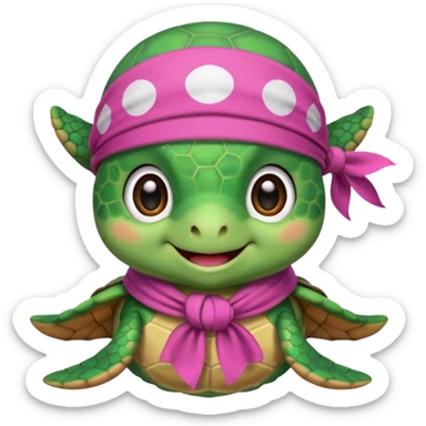 cute sea turtle wearing a pink pirate scarf sticker