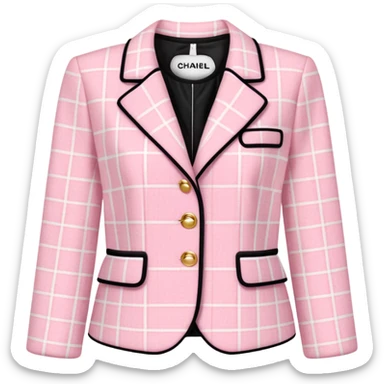Powder pink Chanel plaid tweet jacket classic sticker