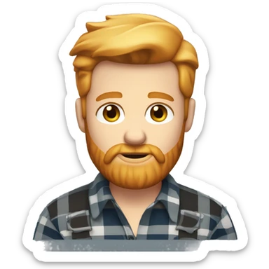 Blond ginger bearded man bleu eyes lumberjack shirt short hair groomed sticker