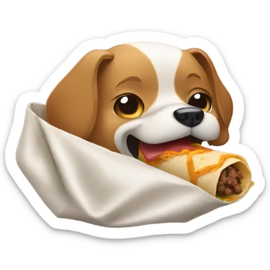 Dog eating a burrito sticker