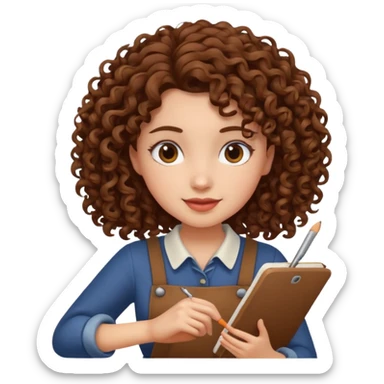girl with curly brown hair craft sticker
