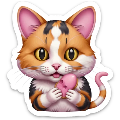 A cat holding a dead mouse in its mouth sticker