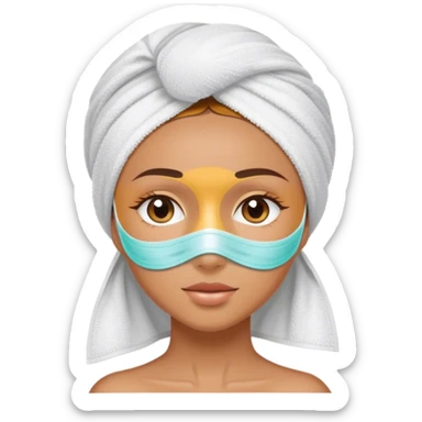 Girl with towel head and spa mask sticker