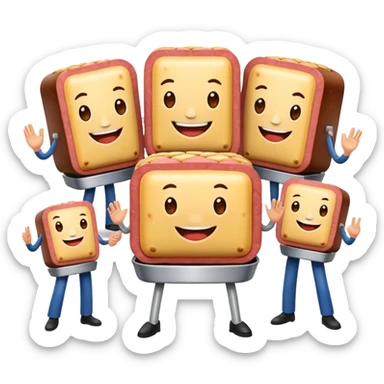 spam artists welcoming guests at a spam meat exhibition  sticker