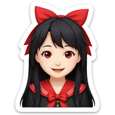 "Cute stylized emoji of Kurumi Tokisaki from Date A Live, smiling happily.  sticker
