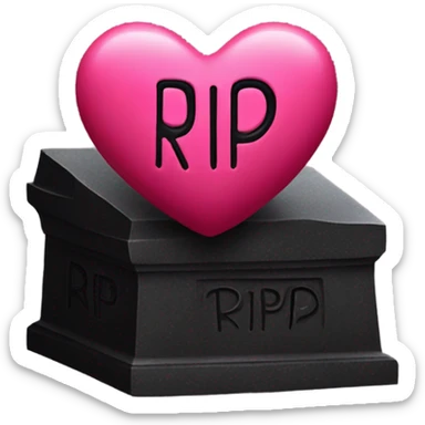  a black grave with the letters RIP on a red pink heart sticker