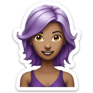 Light tan woman with purple eyes, black and purple hair, and purple demon horns  sticker
