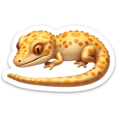 Meme-Worthy Cute Sleeping Gecko Portrait Emoji, Head resting peacefully with a contented smile, showcasing a diminutive, patterned body with smooth scales and eyes gently closed in serene slumber, Simplified yet adorably endearing features, highly detailed, glowing with a soft, drowsy tropical light, high shine, relaxed and utterly lovable, stylized with an air of playful laziness, soft glowing outline, capturing the essence of a sleeping gecko that feels destined to become the next viral icon of adorable rest! sticker