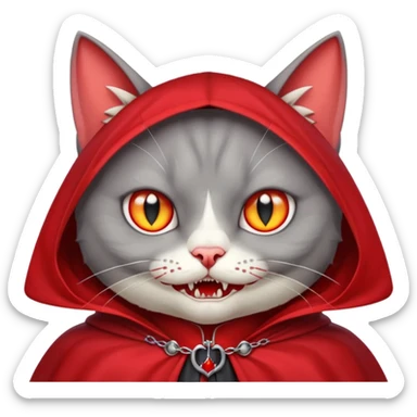 grey cat-vampire-in-red-collar-cloak sticker