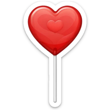 heart shaped semi transparent red lollipop on a stick sticker