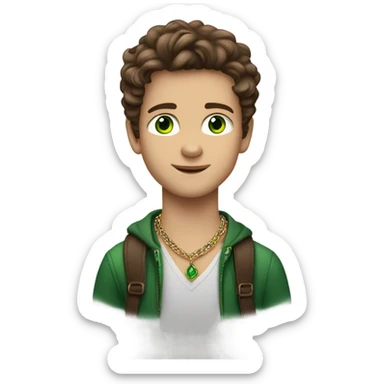 Brown hair Caucasian boy with green eyes and a David Yurman necklace who’s tall and likes music is liberal  sticker