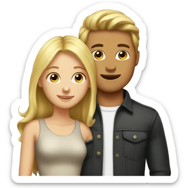 Blond headed boyfriend and brown haired girlfriend sticker