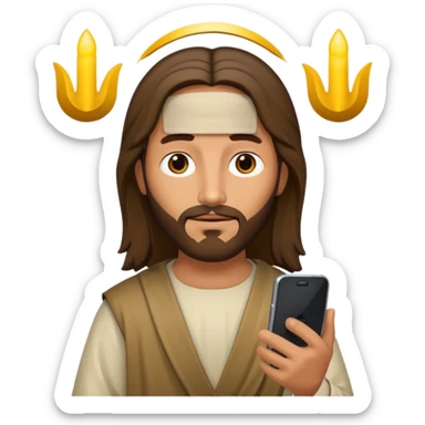 Jésus sur son téléphone sticker