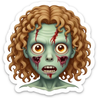 zombi cabelo castanho claro encaracolado sticker