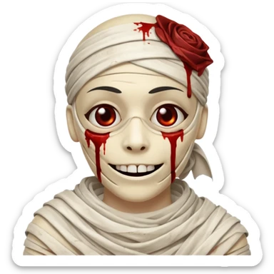 halloween mummy smiling and with blood stains sticker