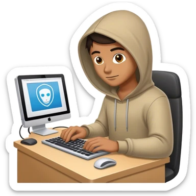 Create me a LeakHackTeam emoji and it will be a hacker who works with computers  sticker