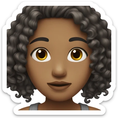Girl with dark brow eye, small lips, curly dark long hair  sticker