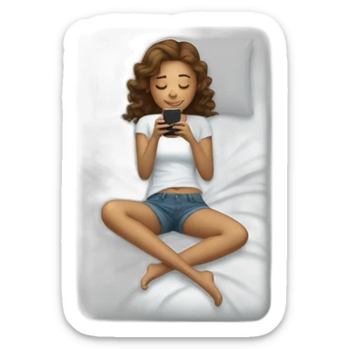 Girl laying on bed on phone sticker