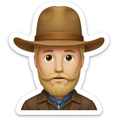 A blonde western man from America 1899 wild west with a hat and beard sticker