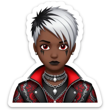 Dark evil Badass emo gothic punky black and silver with intricate red and white patterns  sticker
