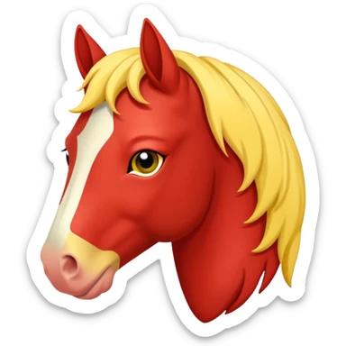 Cavalo vermelho e amarelo pastel sticker