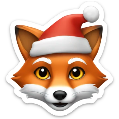 Fox whit a christmas hat  sticker