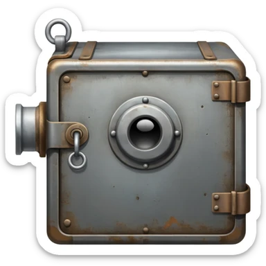 a vault with newspaper articles peeping out from inside the vault. sticker