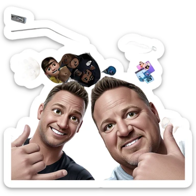 boys posing with smiles sticker