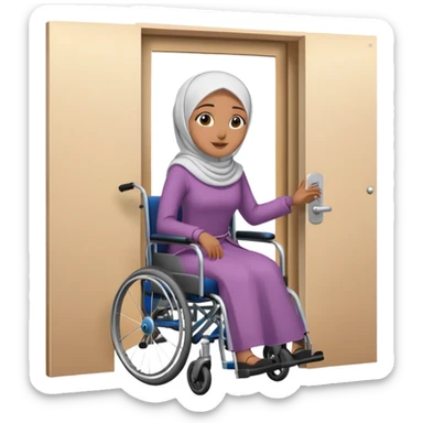 Wheelchair hijabi leaving the door sticker