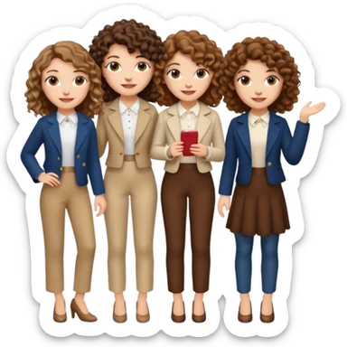 3 white girls, all of off this with brown hair but one whit straight one whit curly and one whit very curly(aesthetic)and chic clothes sticker