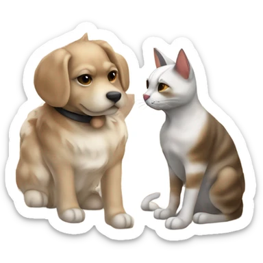 un chat et un chien en costumes qui joue aux échecs  sticker