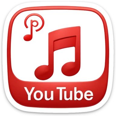 YouTube Music certification logo, simple and recognizable, red play button with music note sticker