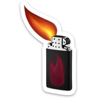 Black lighter with burgundy flame sticker