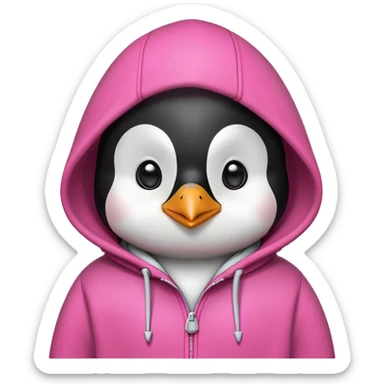 Pinguin with a pink hoodie sticker