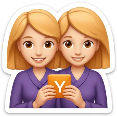 Create two letters, N and Y, in the shape of sisters.  sticker