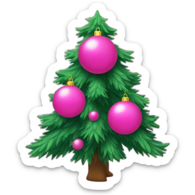 cristmas tree with pink balls sticker