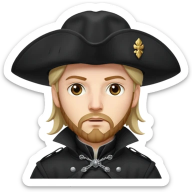 Athos, musketeer in black trench coat sticker