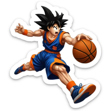 Goku jugando basket con toda y venom sticker