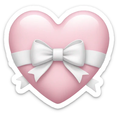 Pastel pink heart with white bow sticker