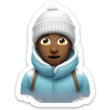 person who is cold with snow  sticker