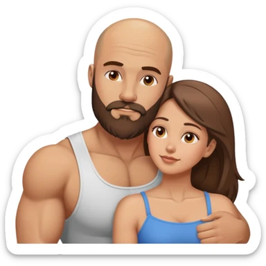 Beautiful light brunette dreaming of her muscular bald beard husband sticker