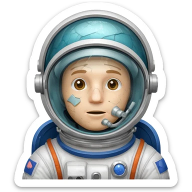 astronaut man with cracked glass helmet  sticker