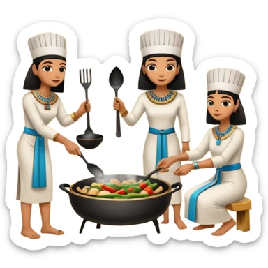 ancient Egyptian cooking scene in hieroglyphic style sticker