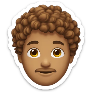 boy with chestnut surfer hair, curly hair only on the top of head, and beard, brown eyed sticker