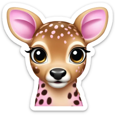 baby deer with pink cheetah print sticker